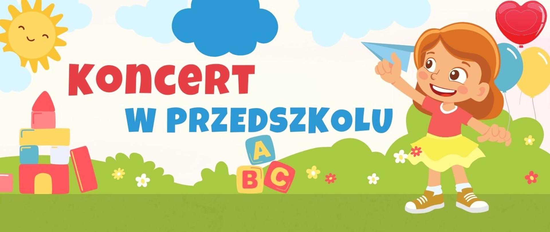 Baner przedstawia graficzne odwzorowanie dziewczynki puszczającej papierowy samolot na tle ukwieconej łąki. Za dziewczynką kolorowe baloniki zaś po lewej u góry słońce i chmurki. 