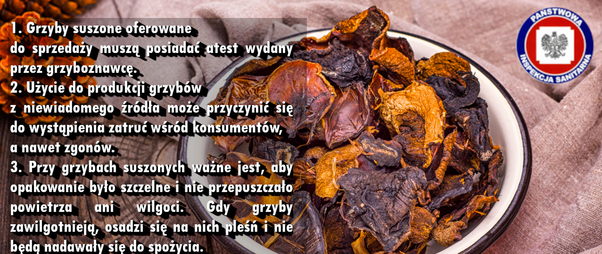 Miska grzybów suszonych na stole