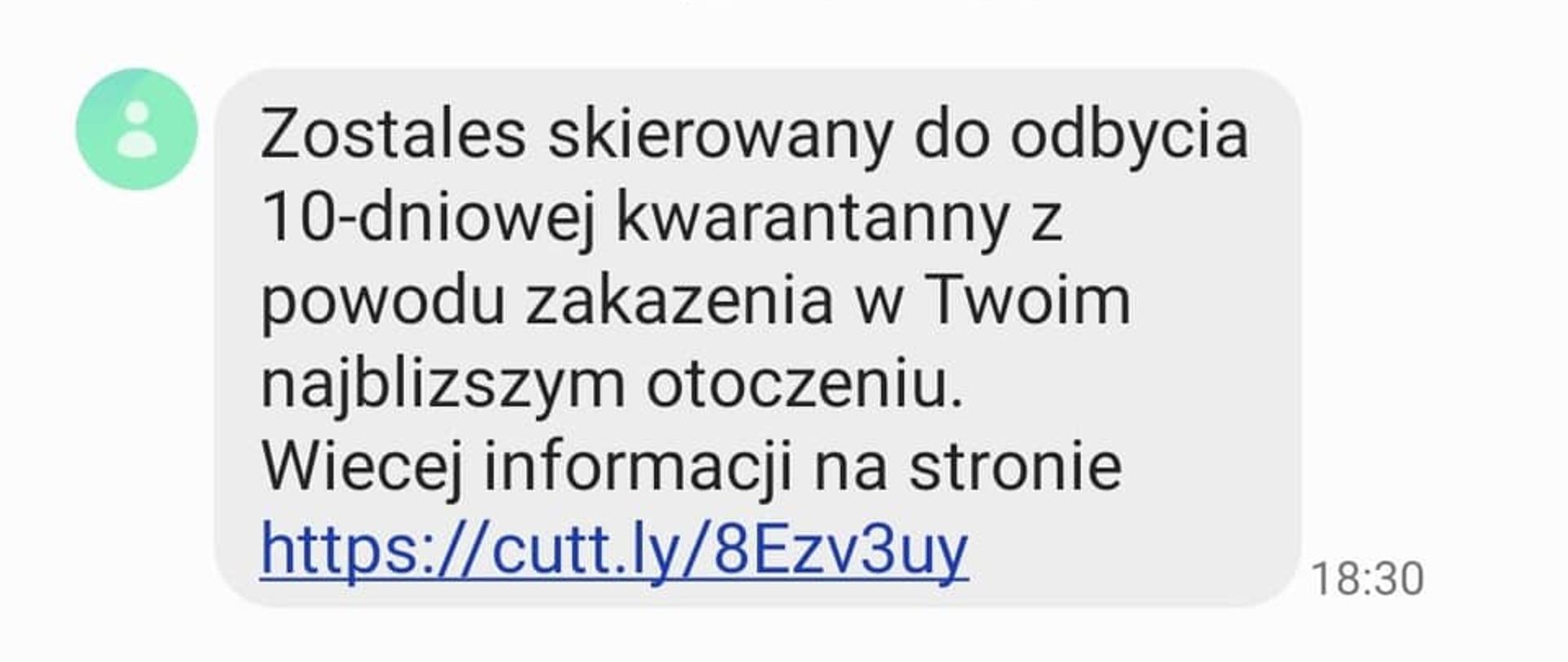Główny Inspektor Sanitarny ostrzega przed fałszywymi SMS-ami od nadawcy Kwarantanna. Jest to próba wyłudzenia danych osobowych. Prosimy nie otwierać linku wskazanego w wiadomości. Inspekcja sanitarna nigdy nie wysyłała, ani nie wysyła wiadomości z przekierowaniem do stron.
