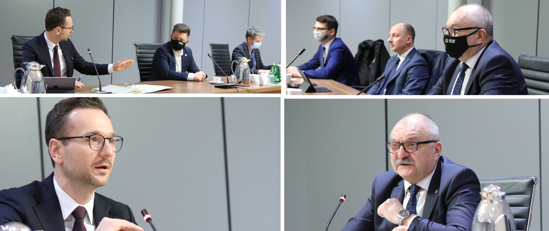 przy stołach ministrowie Waldemar Buda i Michał Dworczyk z marszałkiem województwa dolnośląskiego Cezarym Przybylskim