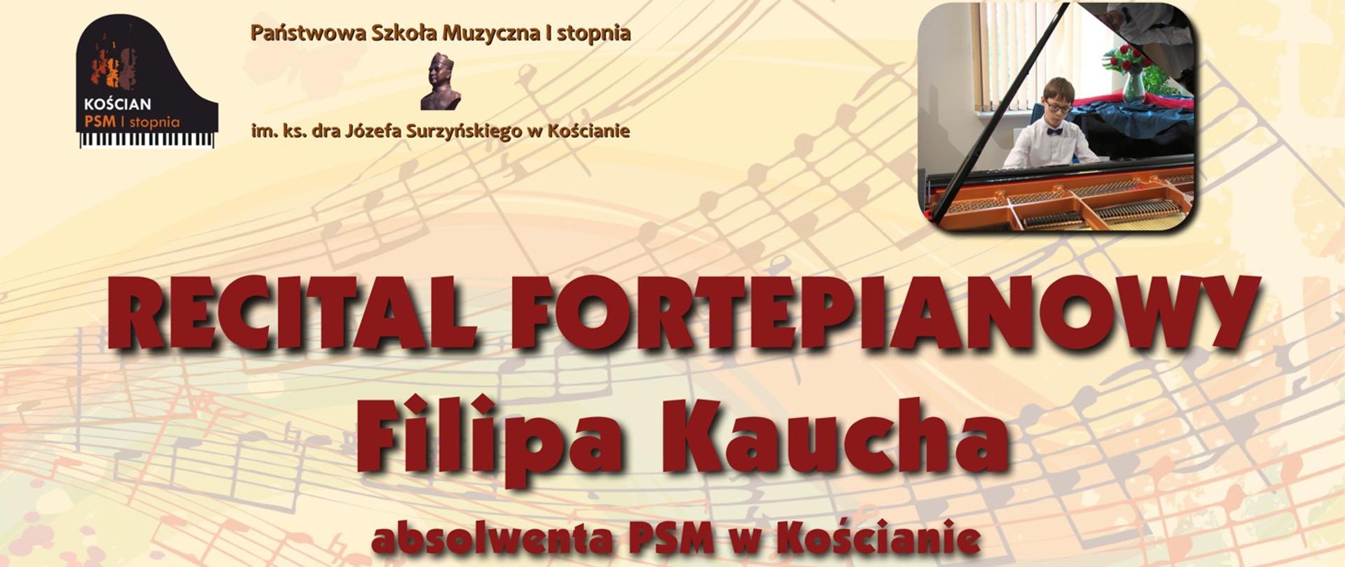 plakat recitalu fortepianowego Filipa Kaucha