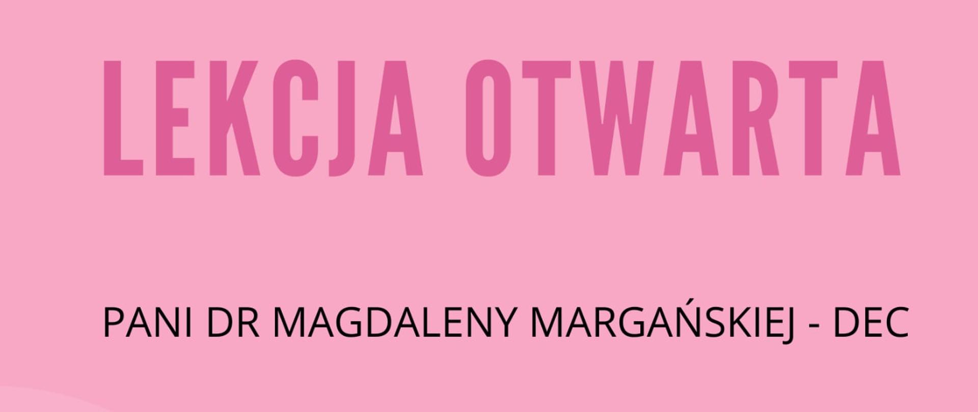 Lekcja otwarta 09.04.2025 godz.12.00 różowy plakat