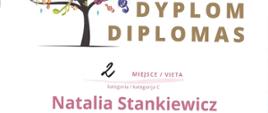 Międzynarodowy Konkurs Instrumentalny, II edycja, dyplom, kategoria C, Natalia Stankiewicz, Puńsk 16-17 maja 2024
