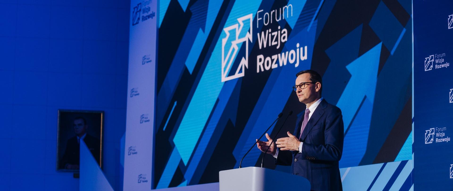 Premier Mateusz Morawiecki przemawia podczas Forum Wizja Rozwoju w Gdyni.