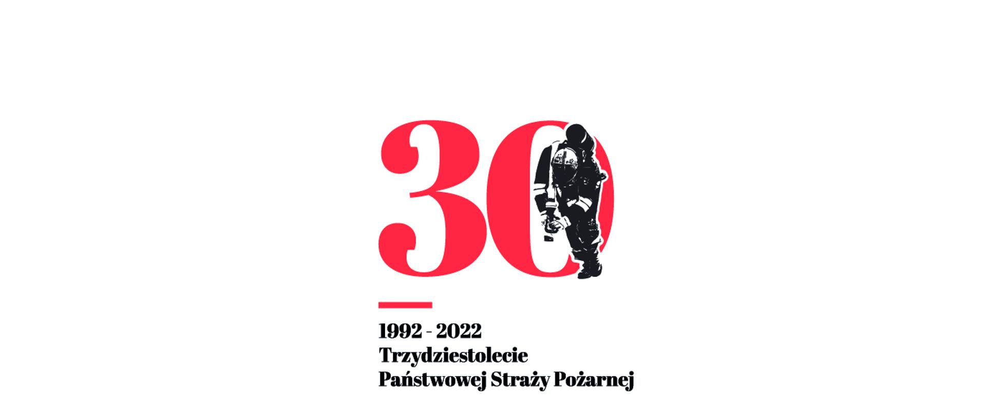 Liczba trzydzieści. W Cyfrę zero wpisana sylwetka strażaka. Pod liczbą 1992-2002 Trzydziestolecie Państwowej Straży Pożarnej.
Poniżej tekst Łódzki Komendant Wojewódzki PSP w Łodzi nadbrygadier Grzegorz Janowski oraz Prezes Zarządu Oddziału Wojewódzkiego Związku Ochotniczych Straży Pożarnych województwa łódzkiego drug Jan Ryś maja zaszczyt zaprosić na Wojewódzkie Obchody Dnia Strażaka które odbędą się w sobotę 28 maja 2022 roku na Placu Tadeusza Kościuszki w Tomaszowie Mazowieckim. Program uroczystości. 13.00 Msza święta w intencji strażaków w kościele pod wezwaniem świętego Antoniego Padewskiego w Tomaszowie Mazowieckim ulica POW 2, 14.00 przemarsz pododdziałów na Plac Tadeusza Kościuszki w Tomaszowie Mazowieckim, 14.45 uroczystość wręczenia odznaczeń, wyróżnień oraz nominacji na wyższe stopnie służbowe, 13.00-17.00 akcja edukacyjno-promocyjna pod nazwą Trzydziestolecie Państwowej Straży Pożarnej na placu Tadeusza Kościuszki w Tomaszowie Mazowieckim.