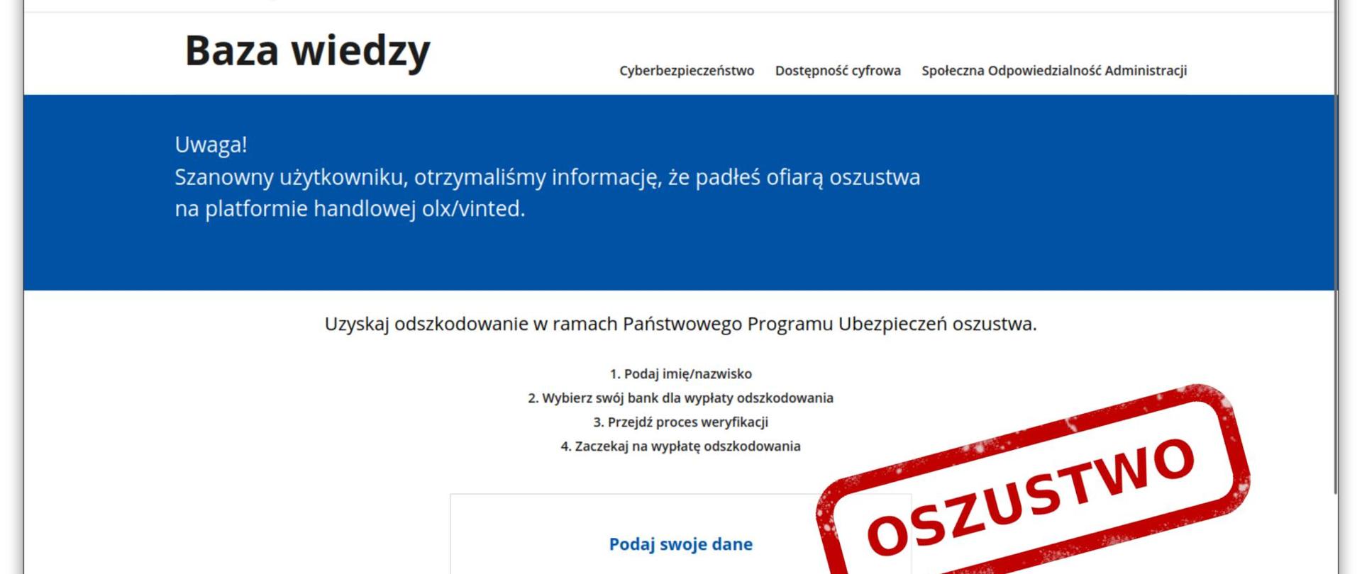 zdjęcie fałszywej strony gov.pl