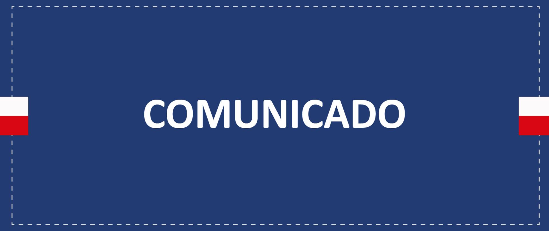 baner azul marino con palabra COMUNICADO