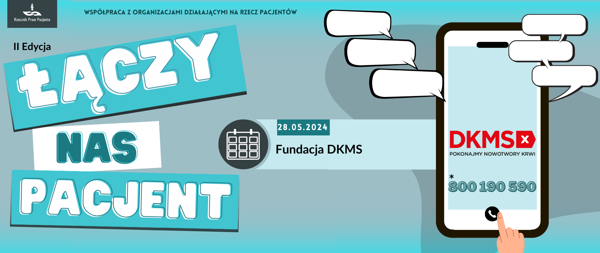 Baner łączy nas pacjent. Fundacja DKMS 28 maja