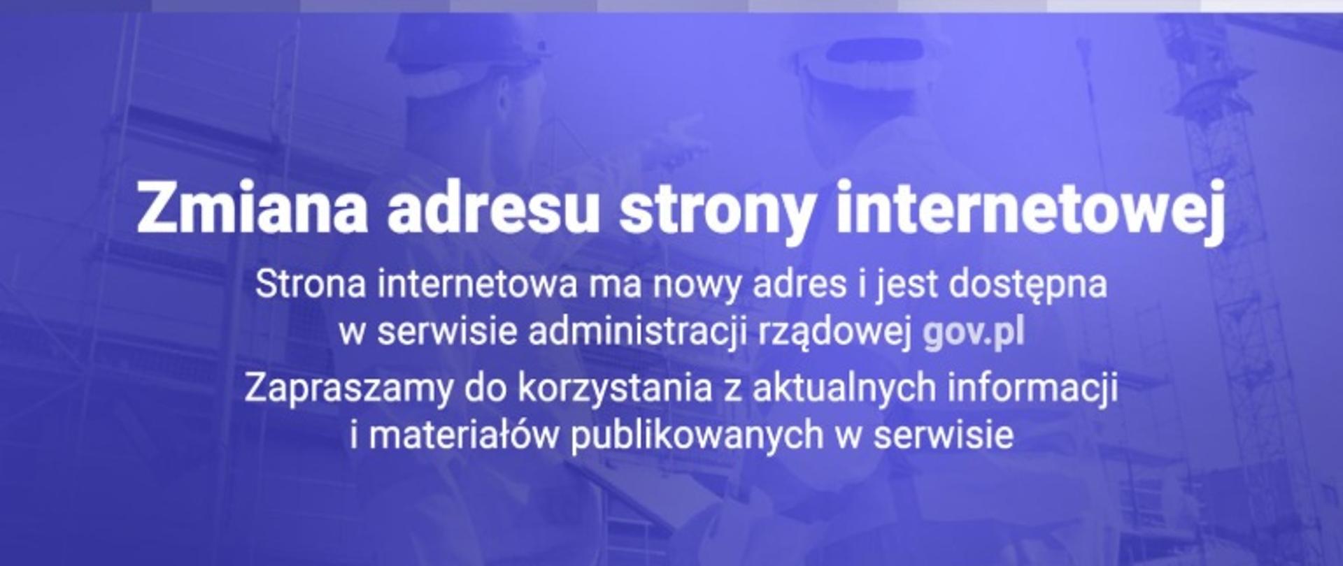 Baner informujący o zmianie adresu strony
