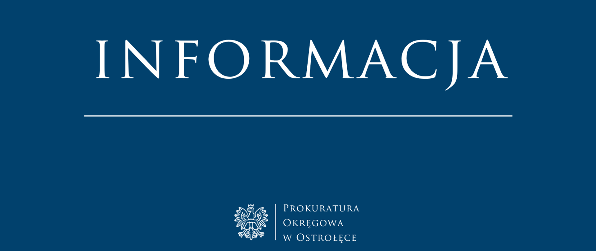 Biały napis Informacja na niebieskim tle.