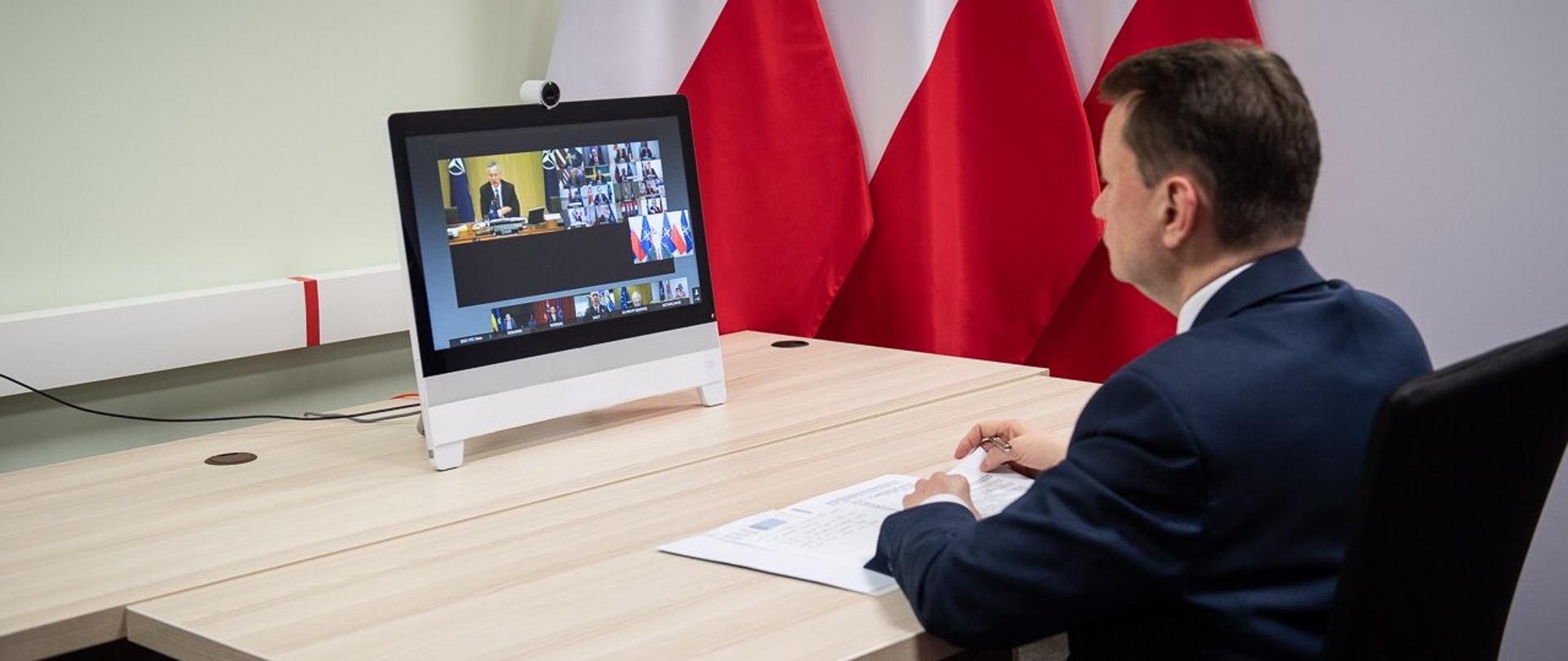 Videoconference of NATO defence ministers. Minister of National Defence Mariusz Błaszczak takes part.