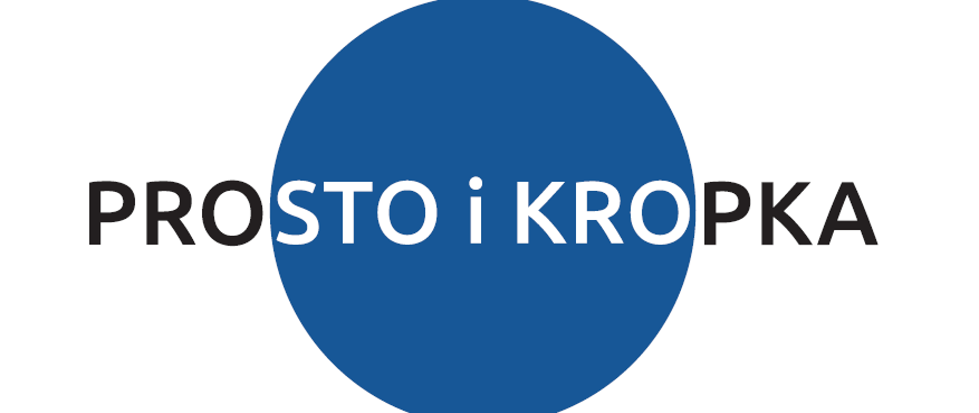 Logo Prosto i kropka - niebieska kropka i napis.