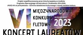 Plakat informacyjny dotyczący Koncertu laureatów konkursu fletowego odbywający się 11.03.2024 r. o godz. 17.00.