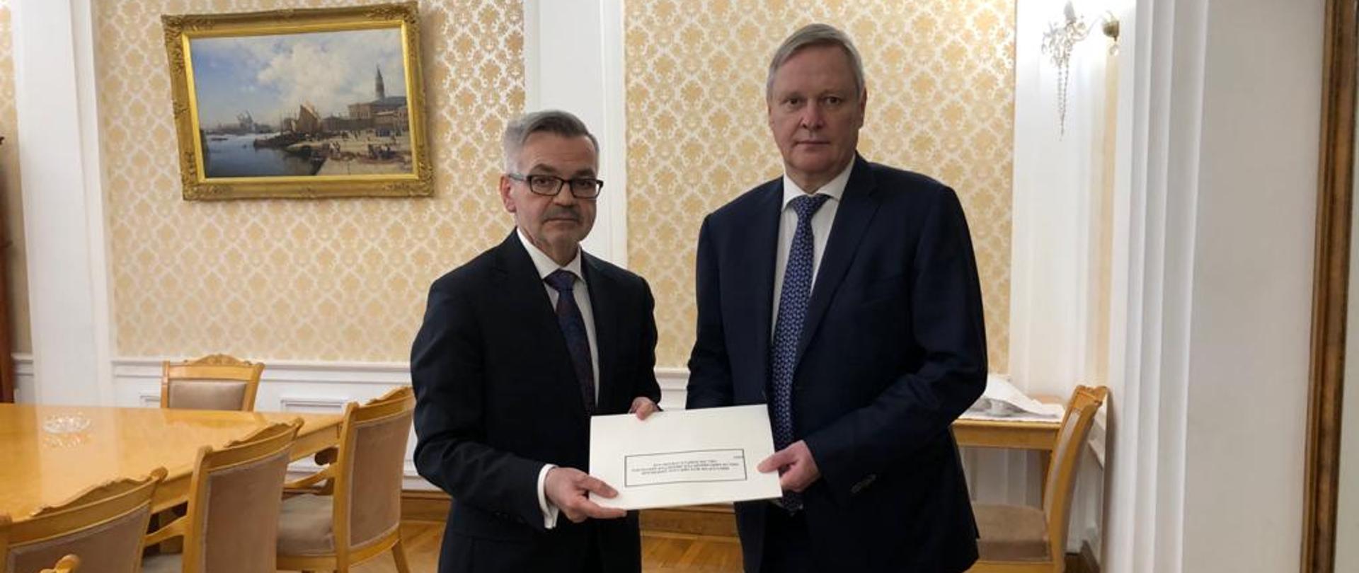 Wręczenie kopii listów uwierzytelniających przez Ambasadora Rzeczypospolitej Polskiej w Federacji Rosyjskiej.