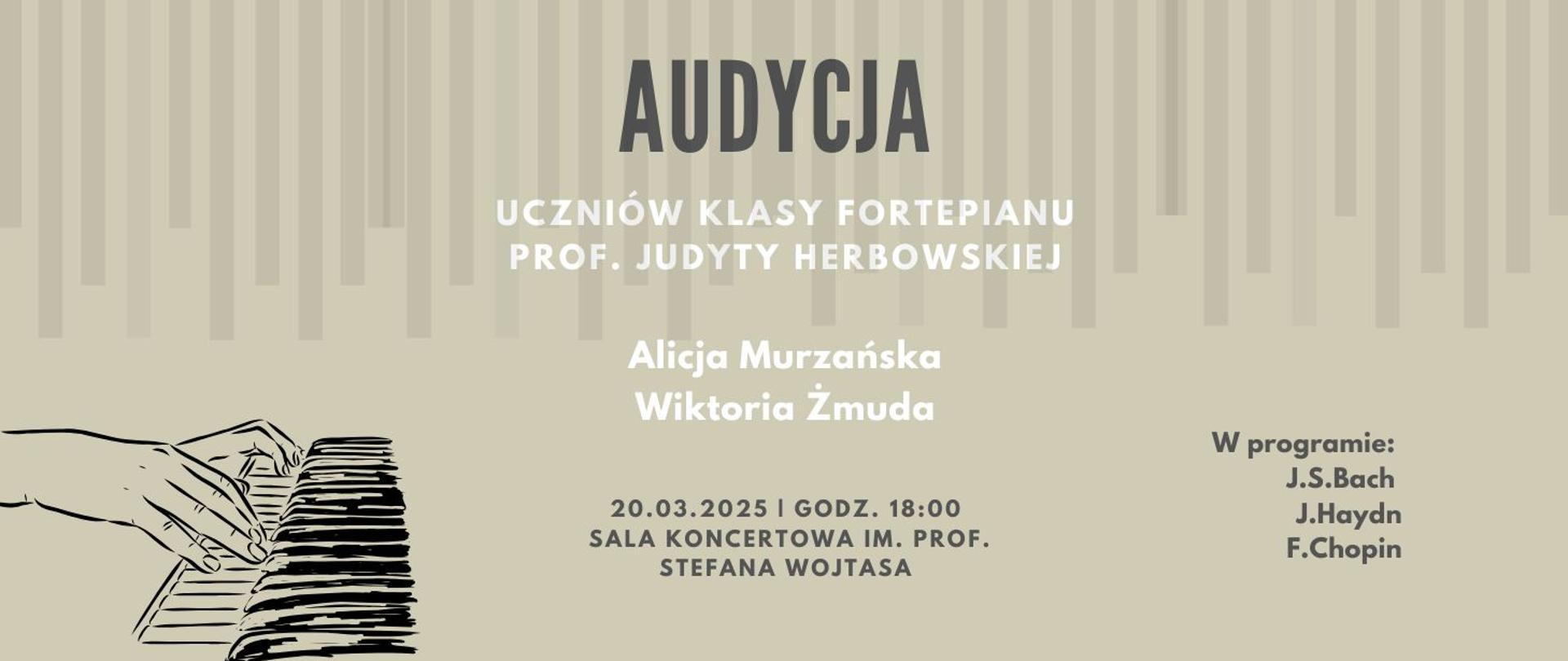 Audycja fortepianowa 20.03.2025 godz.18.00 beżowy plakat 