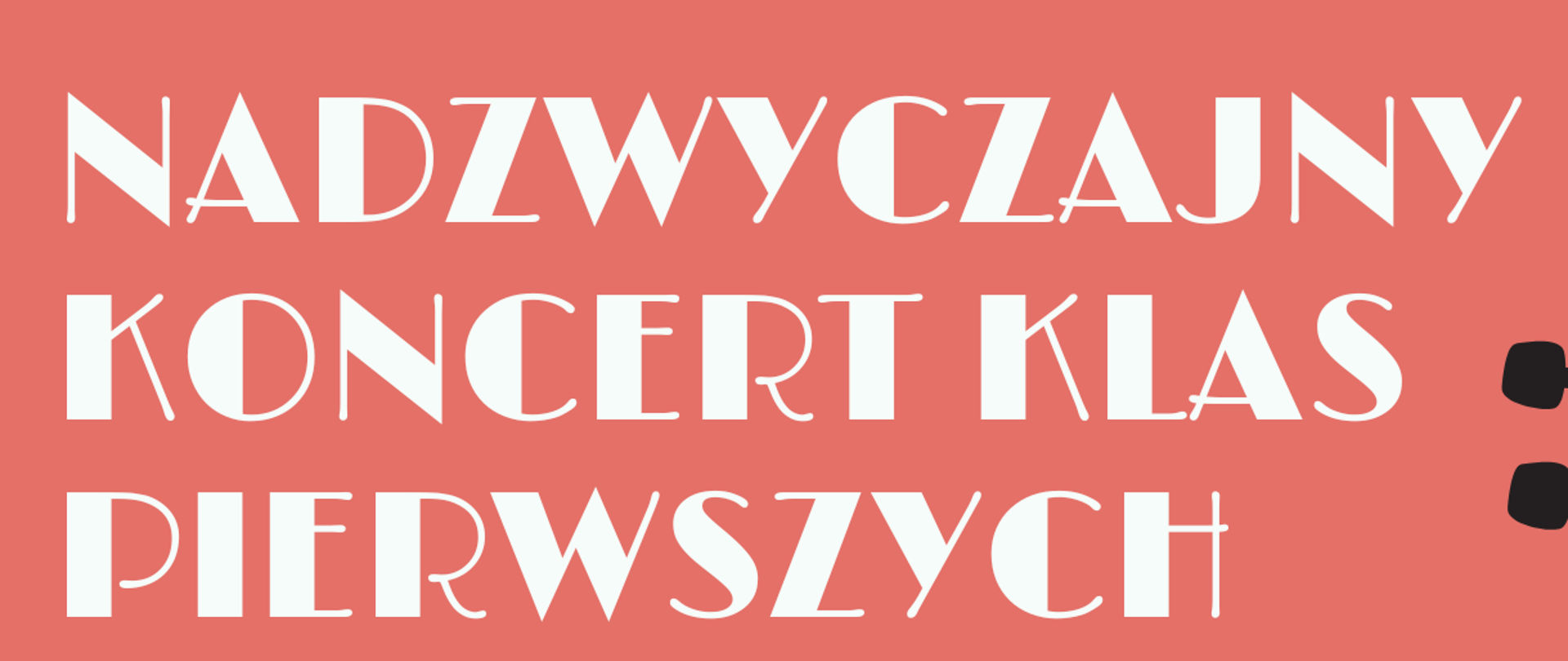 Plakat promujący Nadzwyczajny koncert klas pierwszych, który odbędzie się 7 listopada 2022 r. o godzinie 17:00 w Sali Kameralnej, na tle w kolorze łososiowym zamieszczono grafikę przedstawiającą pulpit z nutami, kontrabas, nuty i kolorowe prostąkąty