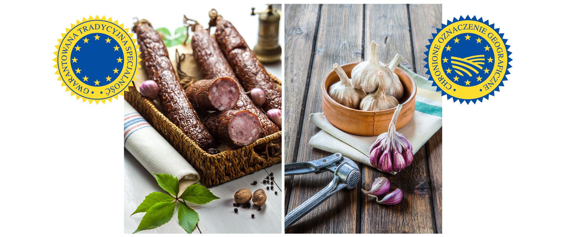 Kiełbasa krakowska sucha staropolska GTS i czosnek galicyjski ChOG