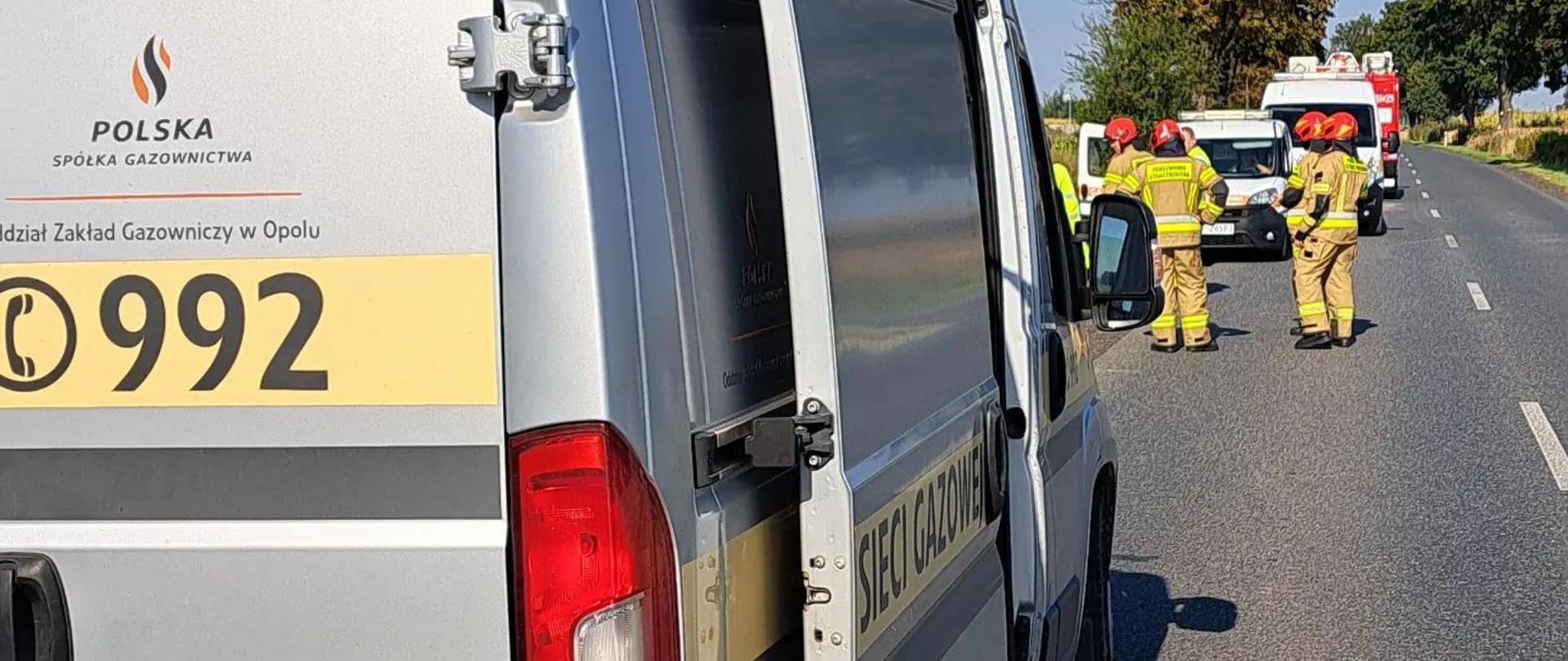 Ulatniający się gaz w pasie przydrożnym na DW 451.