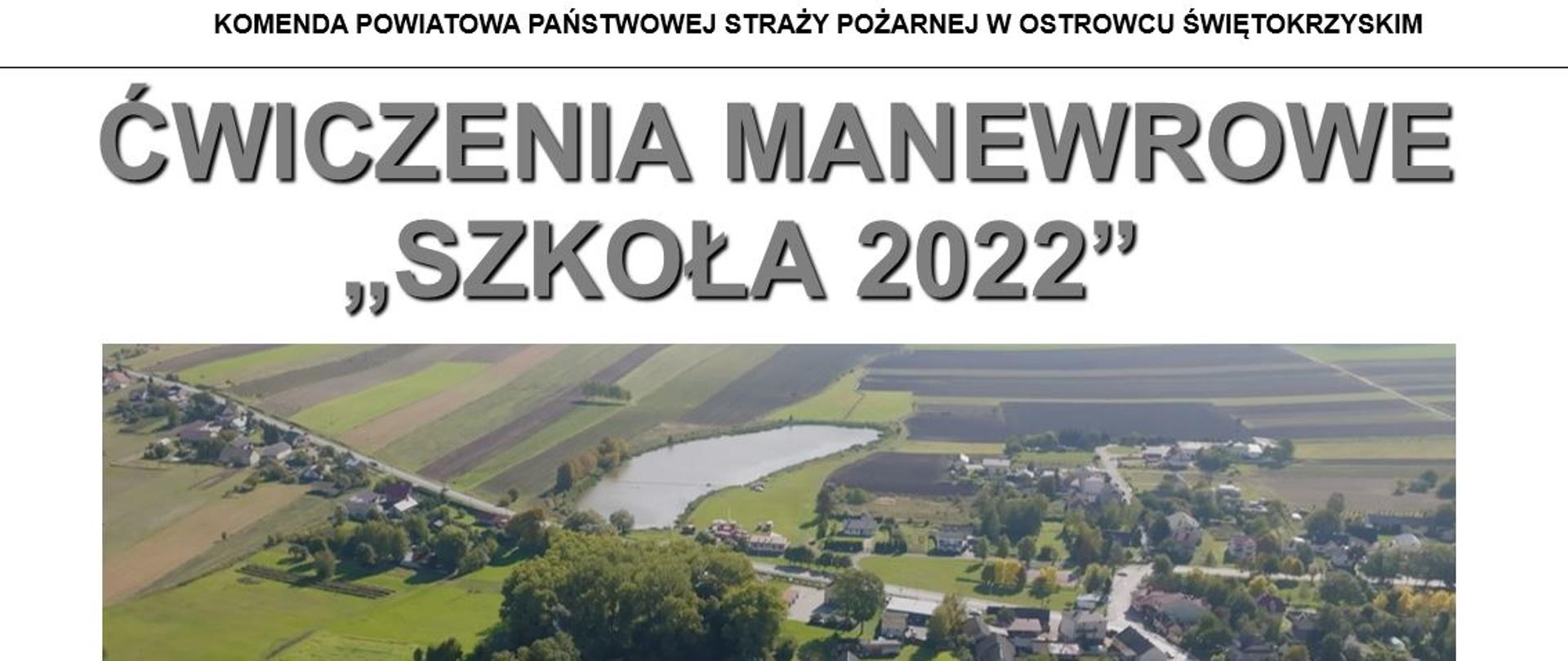 Slajd tytułowy z prezentacji podsumowującej ćwiczenia na którym widzimy teren manewrów.
