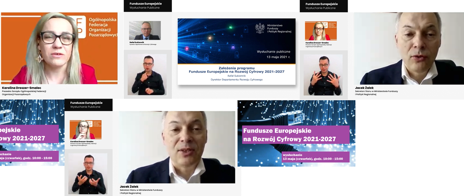 kolaż z widoków wysłuchanie Fundusze Europejskie na Rozwój Cyfrowy 2021-2027
