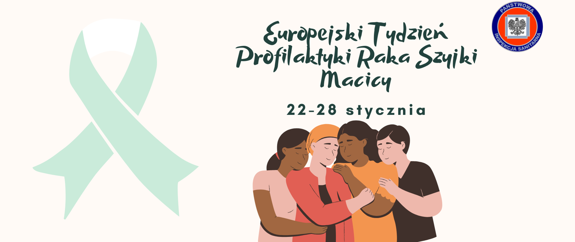 Infografika ma na celu promowanie wydarzenia jakim jest Europejski Tydzień Profilaktyki Raka Szyjki Macicy - zielona wstążka symbolizuje walkę z rakiem