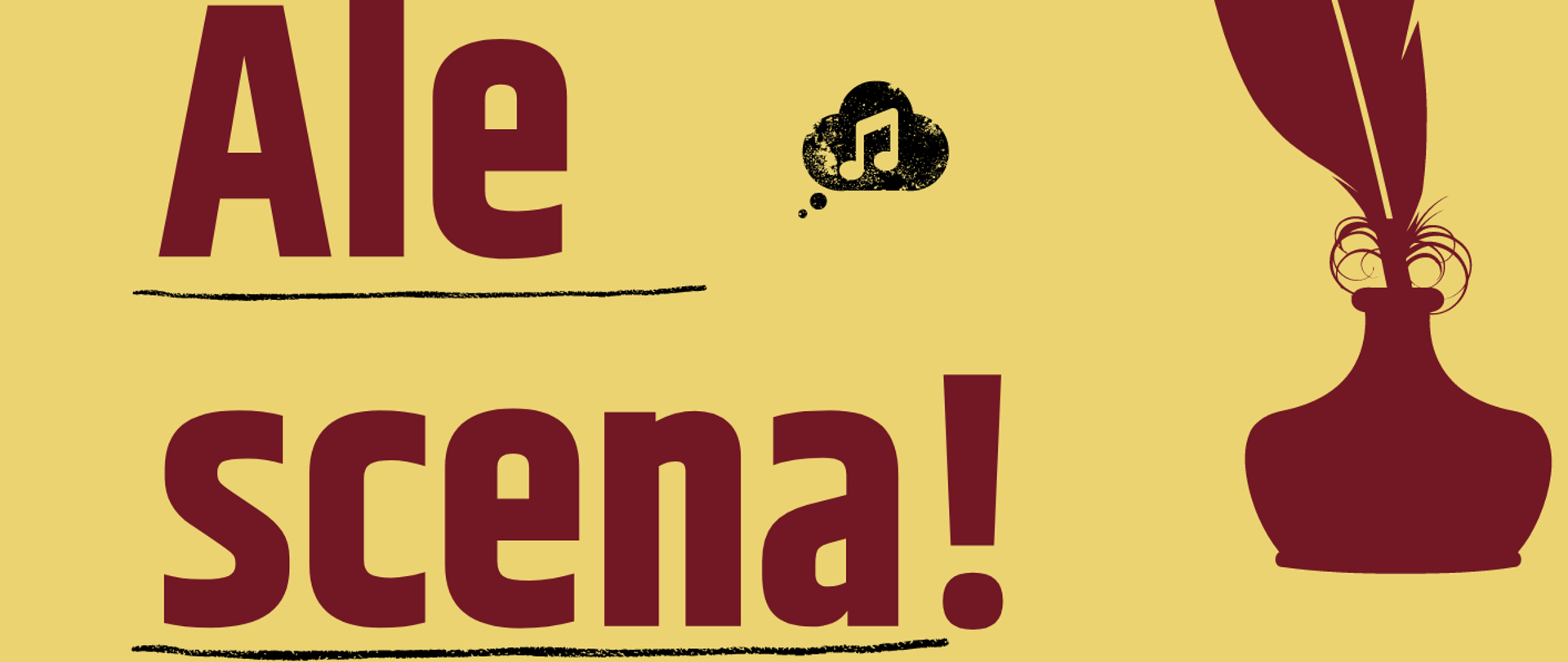 Tło plakatu żółto-czarne. W prawym górnym rogu logo szkoły. Z prawej strony czerwona grafika pióra w kałamarzu.
Od góry informacje: 11 kwietna 2024 godz. 17.00 PSM I i II stopnia im. F.Chopina w Sochaczewie zaprasza na spektakl premierowy pt. Ale scena!
Scenariusz i reżyseria - Renat Libera.
Dolną część plakatu zajmują informacje - białe napisy na czarnym tle o treści: W programie wybrane sceny z polskich utworów dramatycznych i epickich: Pan Tadeusz, Dziady cz. II i III A. Mickiewicza, Balladyna J. Słowackiego, Moralność pani Dulskiej G. Zapolskiej, Wesele S. Wyspiańskiego.
Sala Koncertowa PSM I i II stopnia im. F. Chopina w Sochaczewie.