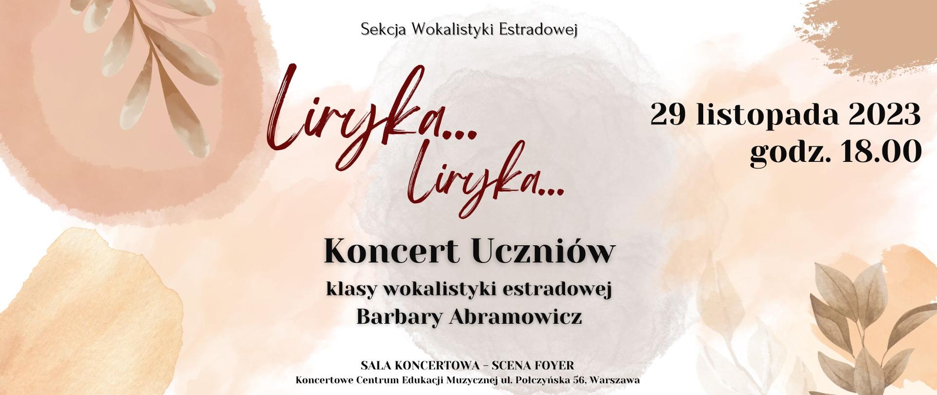 Afisz koncertu "Liryka, liryka..." 