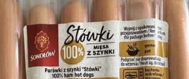 Parówki Stówki tył opakowania, numer partii, termin przydatności do spożycia - Sokołów