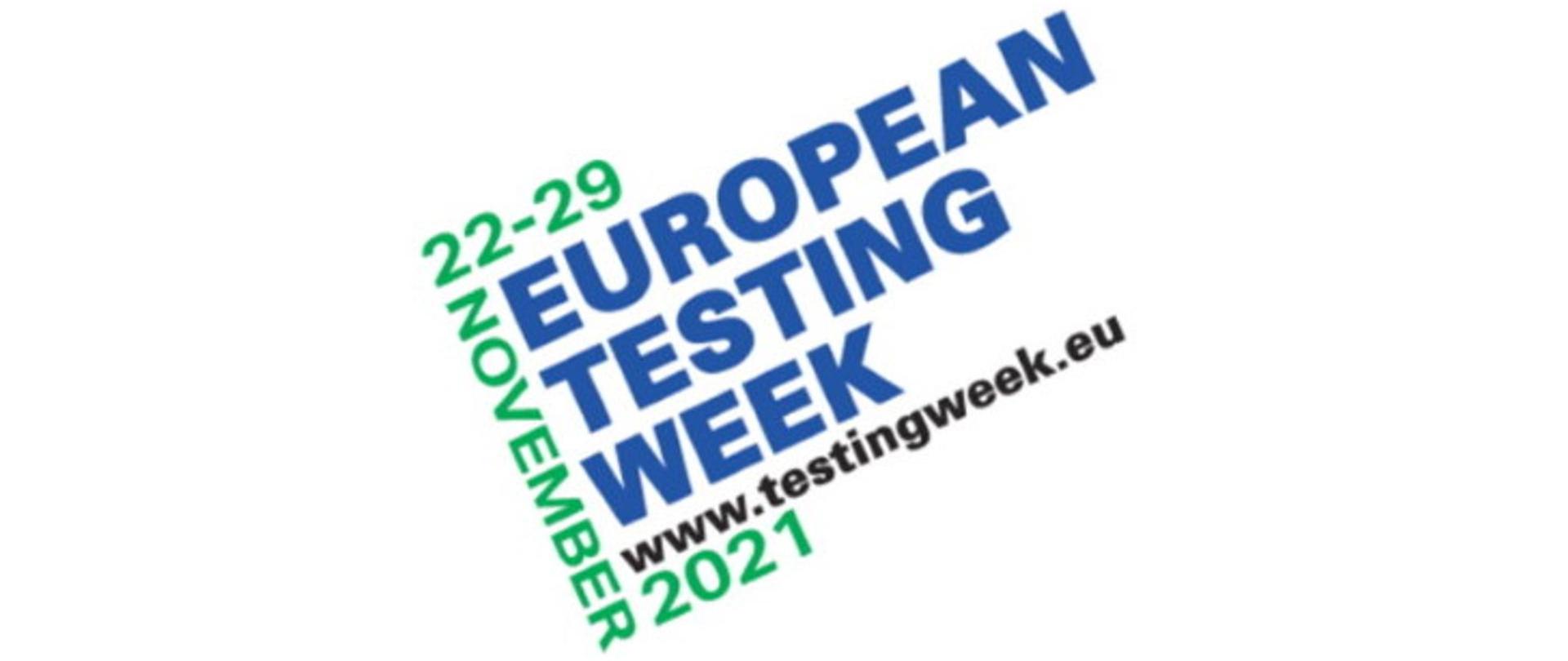 Baner z napisem: EUROPEAN TESTING WEEK 2021