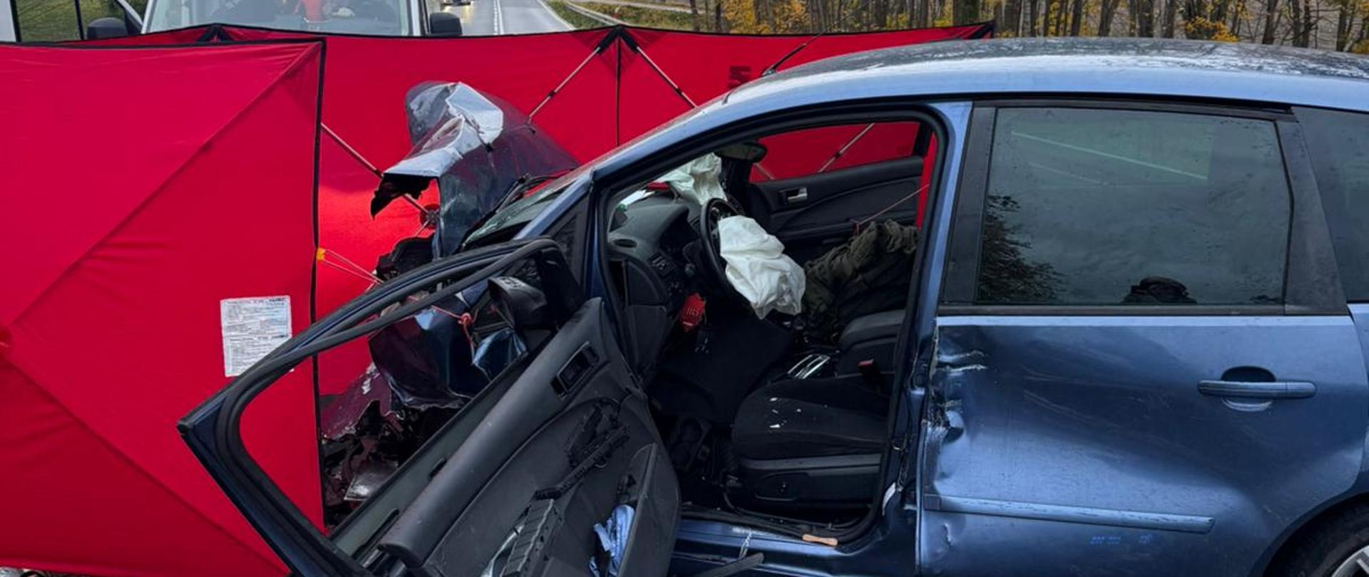 Wypadek drogowy na DK51 przed wjazdem do Lidzbarka Warmińskiego