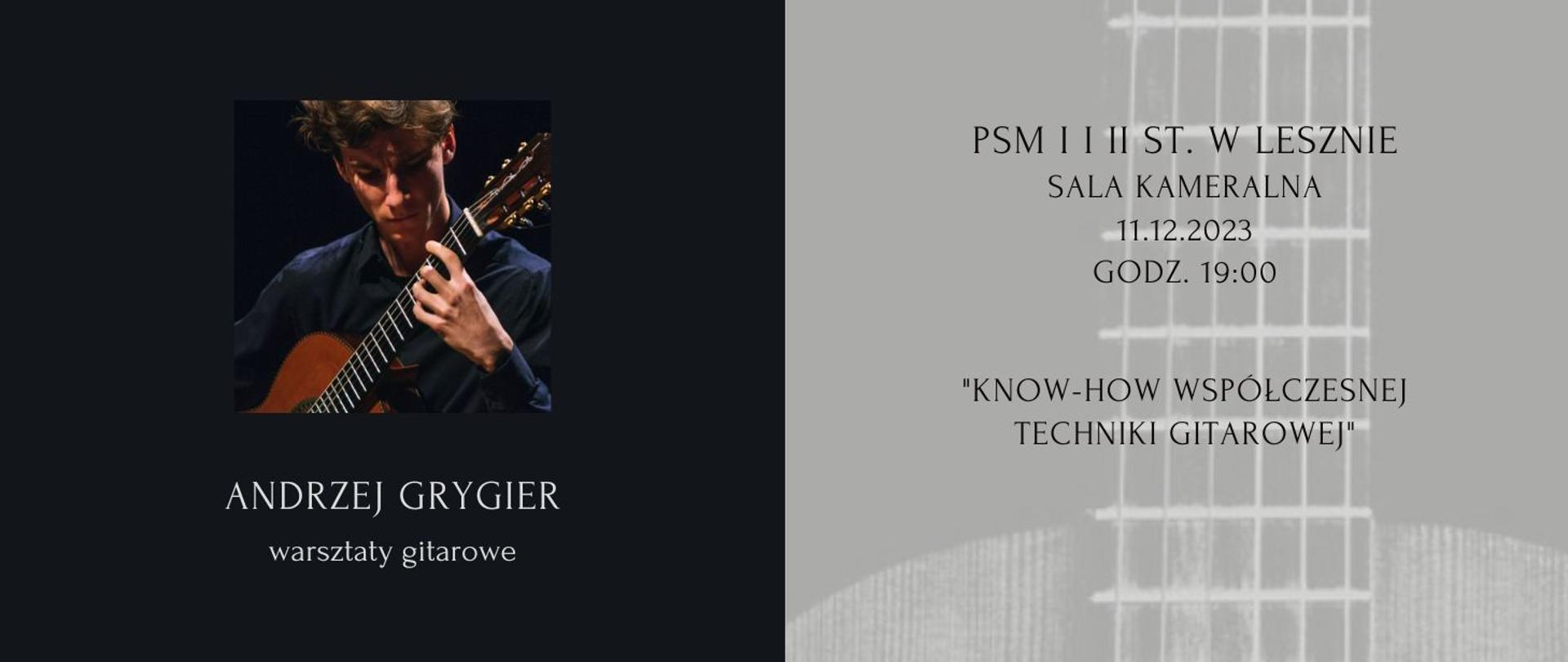 Warsztaty gitarowe Andrzej Grygier na zdjęciu