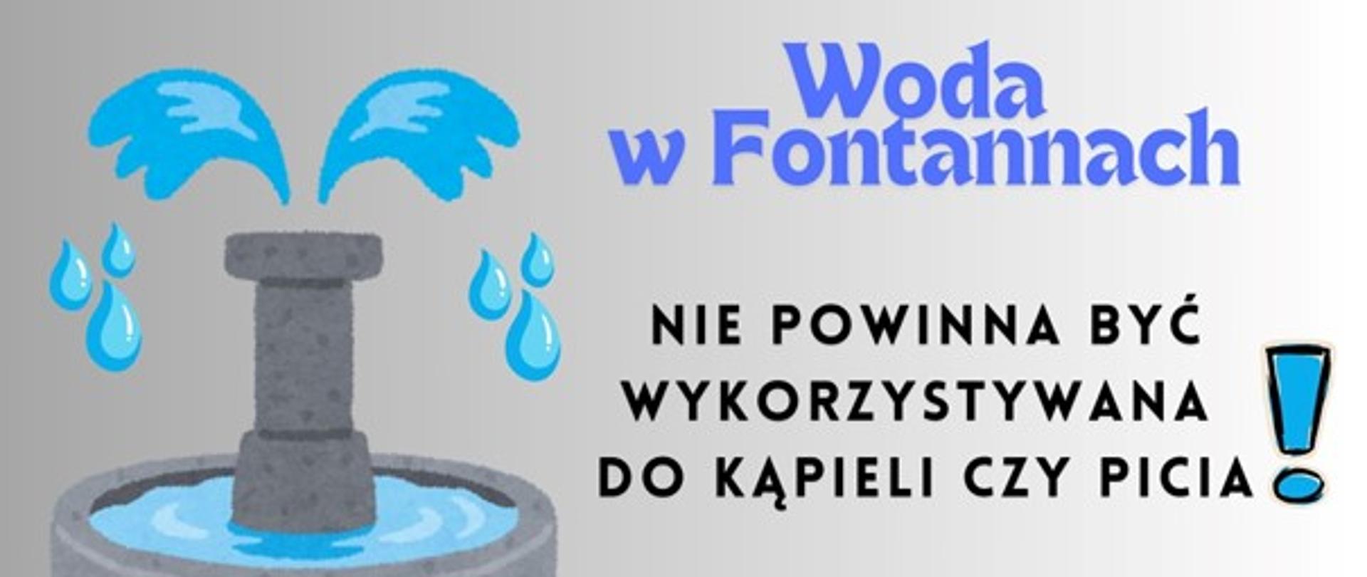 Woda w Fontannach
Nie powinna być wykorzystywana do kąpieli czy picia!