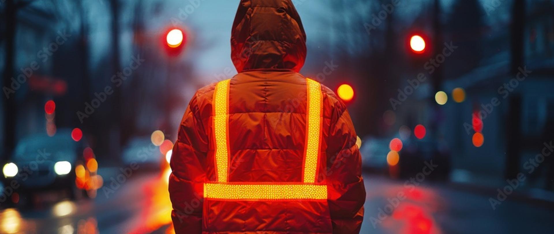 mężczyzna w kurtce odblaskowej