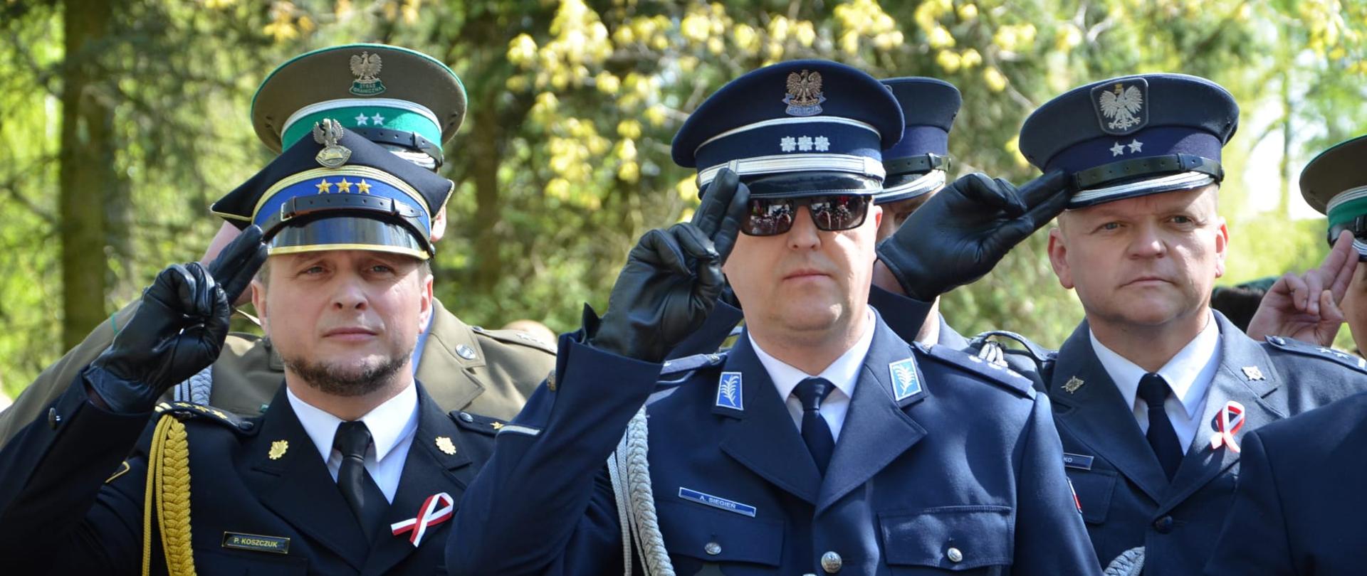 Komendanci różnych rodzajów służb salutują.