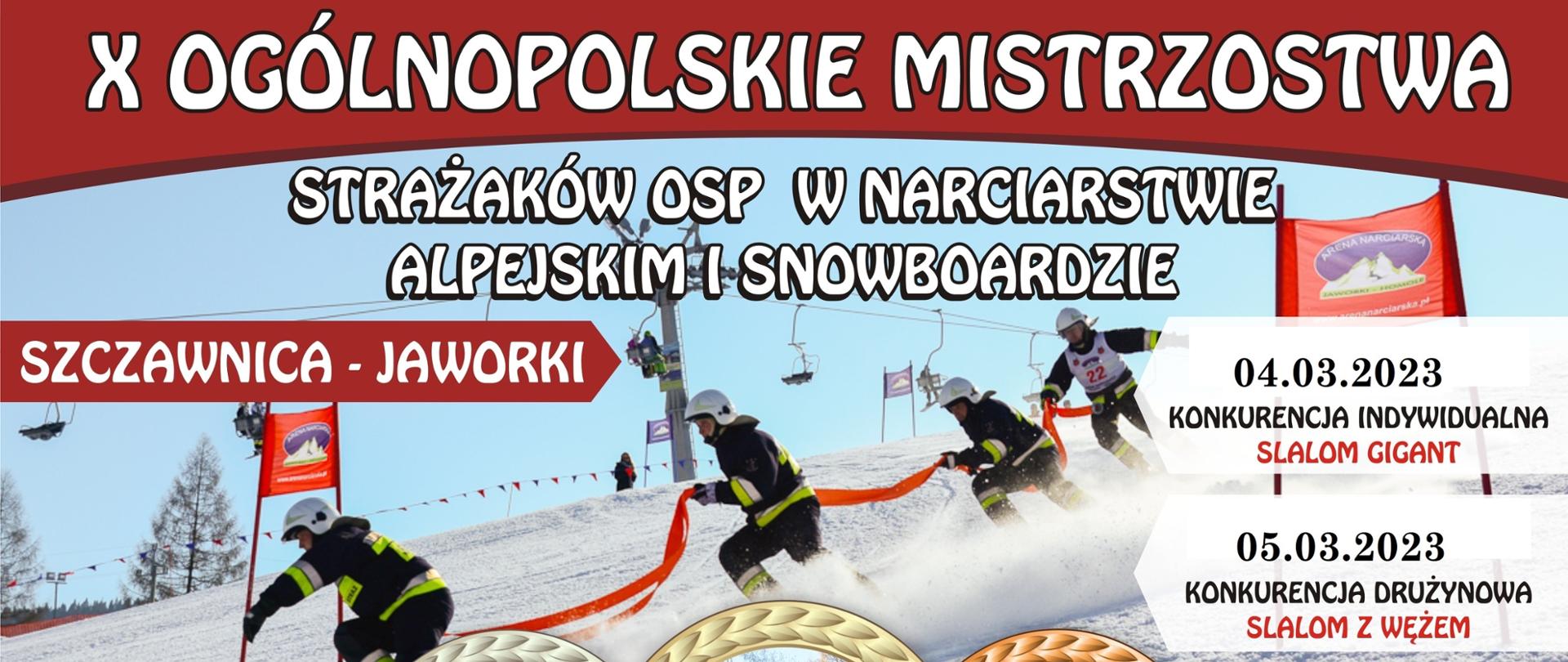 Plakat X Mistrzostwa Strażaków OSP w Narciarstwie Alpejskim i Snowboardzie 2023