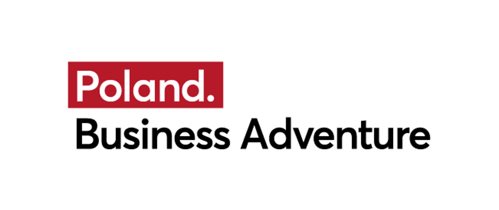 Logo rojo y negro del programa de becas Poland Business Adventure