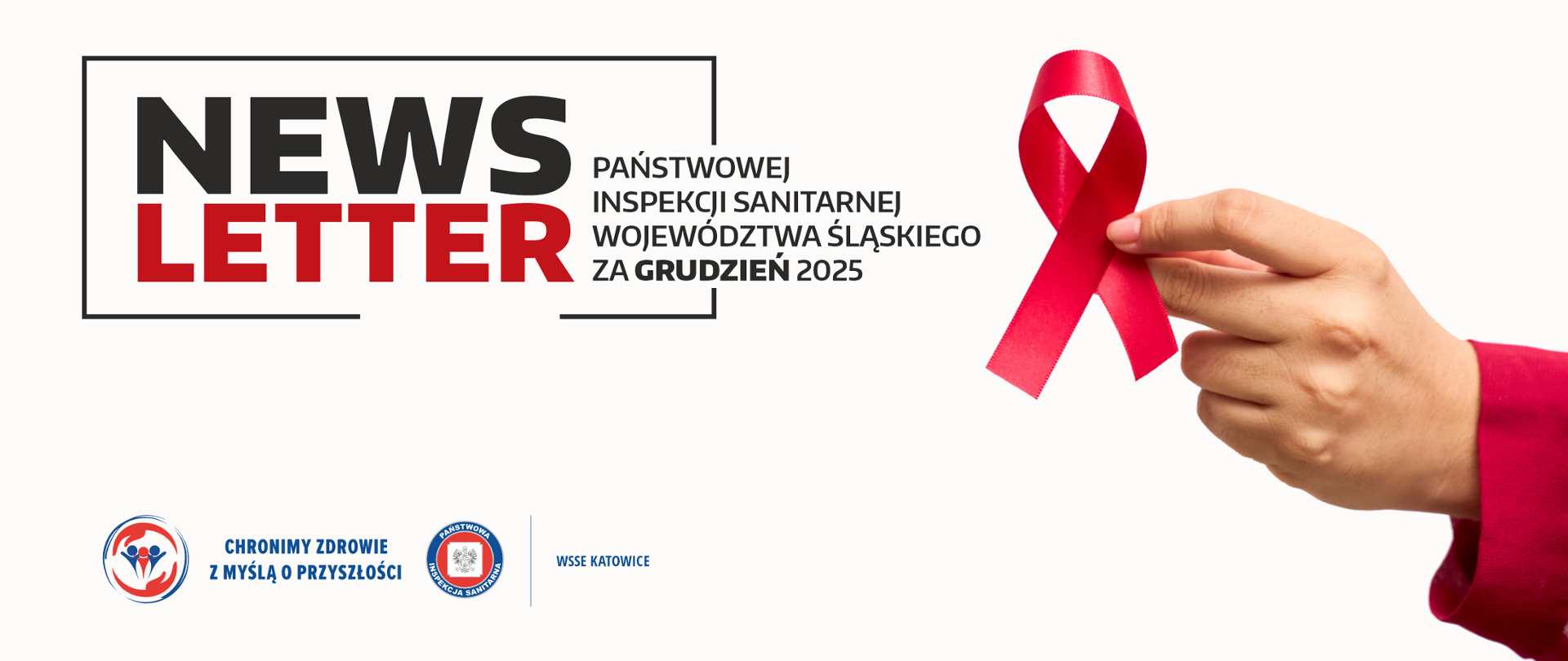 Ręka trzymająca czerwoną kokardkę - symbol solidarności z osobami żyjącymi z HIV i AIDS oraz ich bliskimi