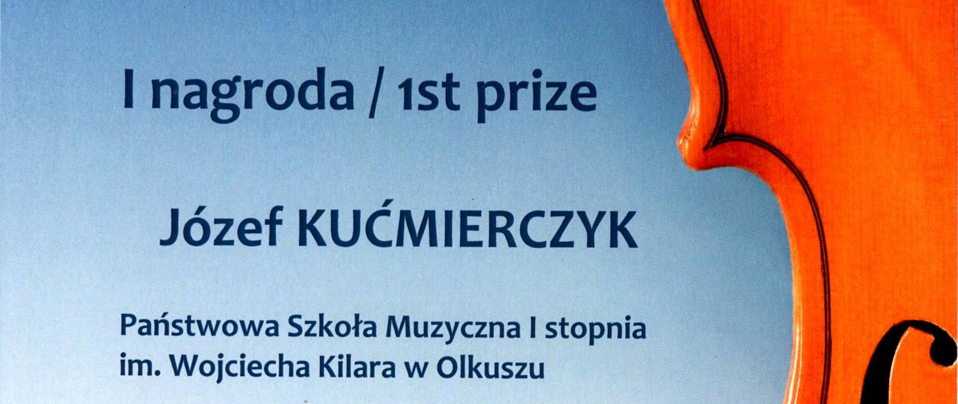 tło niebieskie zarys skrzypiec z prawej strony
