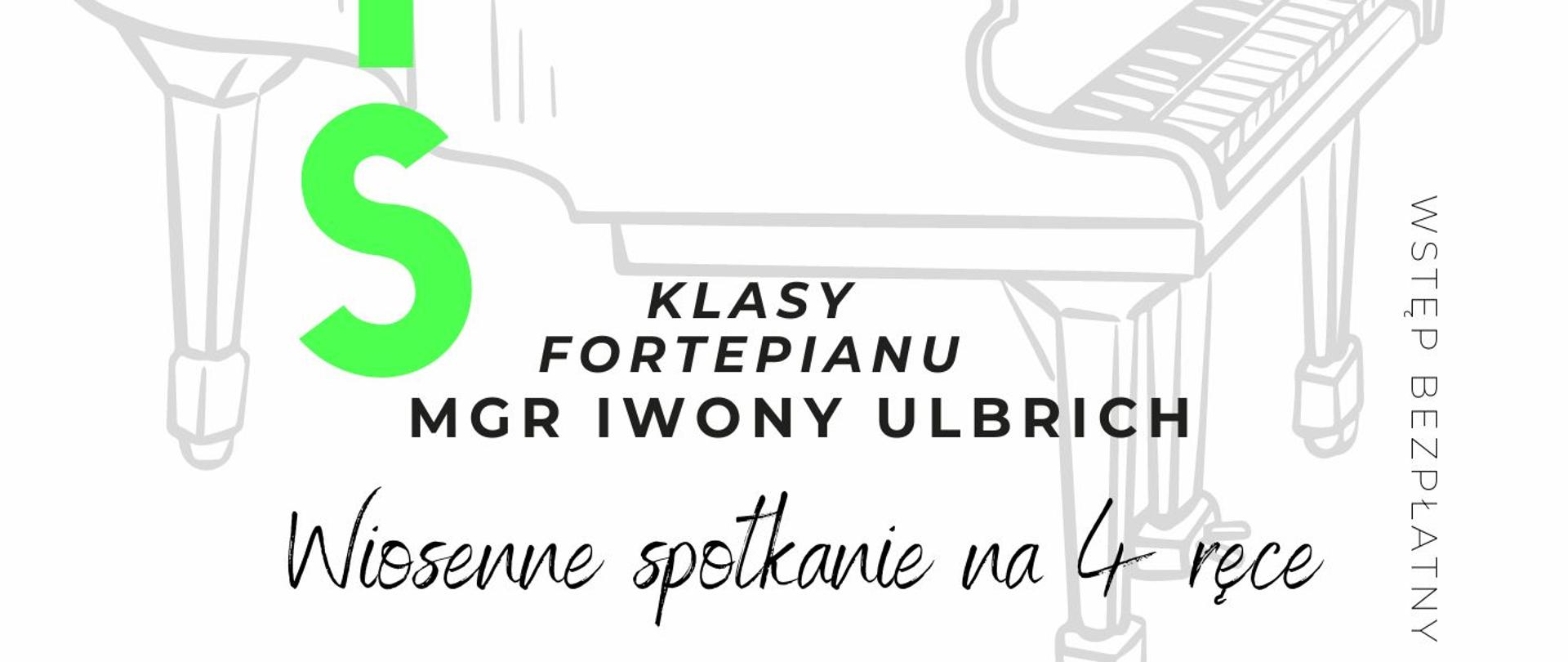 Plakat informacyjny dotyczący popisu klasy fortepianu odbywającego się w dniu 19.03.2024 r. o godz. 16.00.