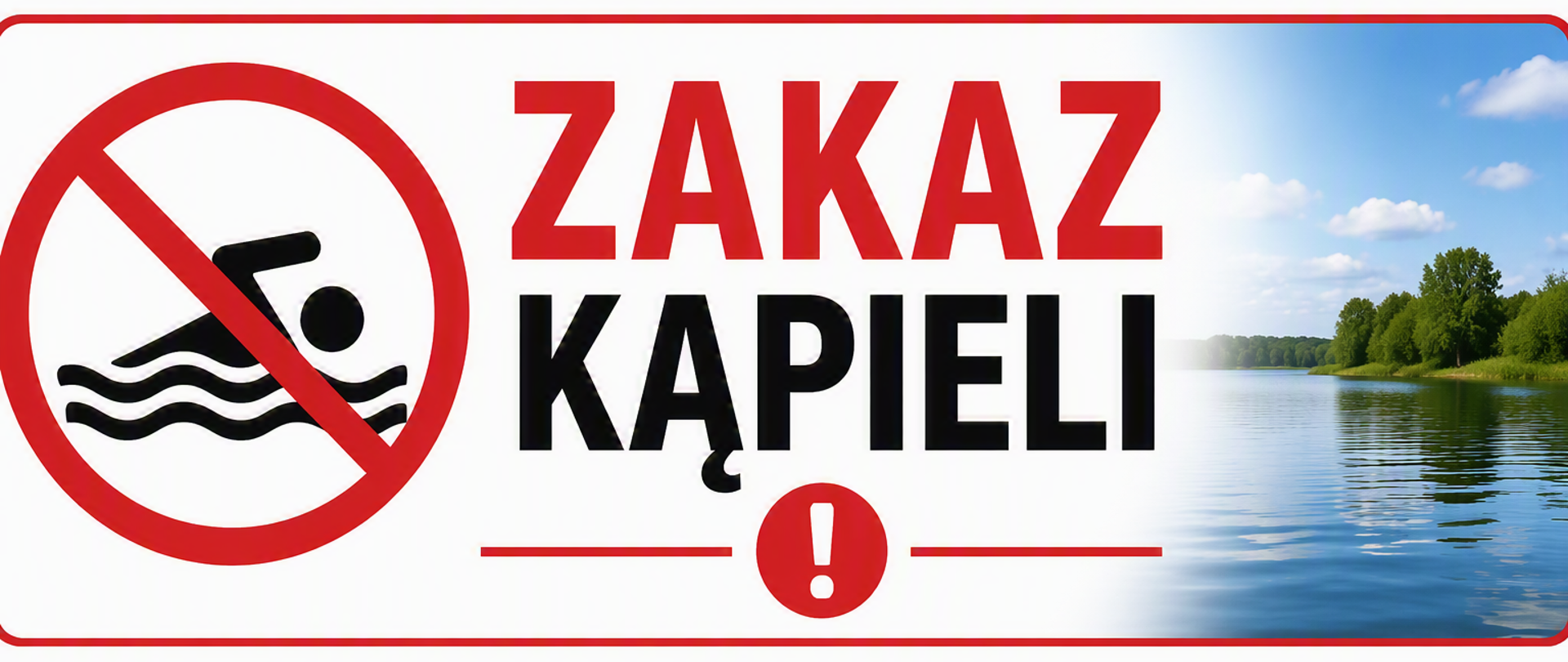 Grafika informuje o zakazie kąpieli na obszarach wodnych