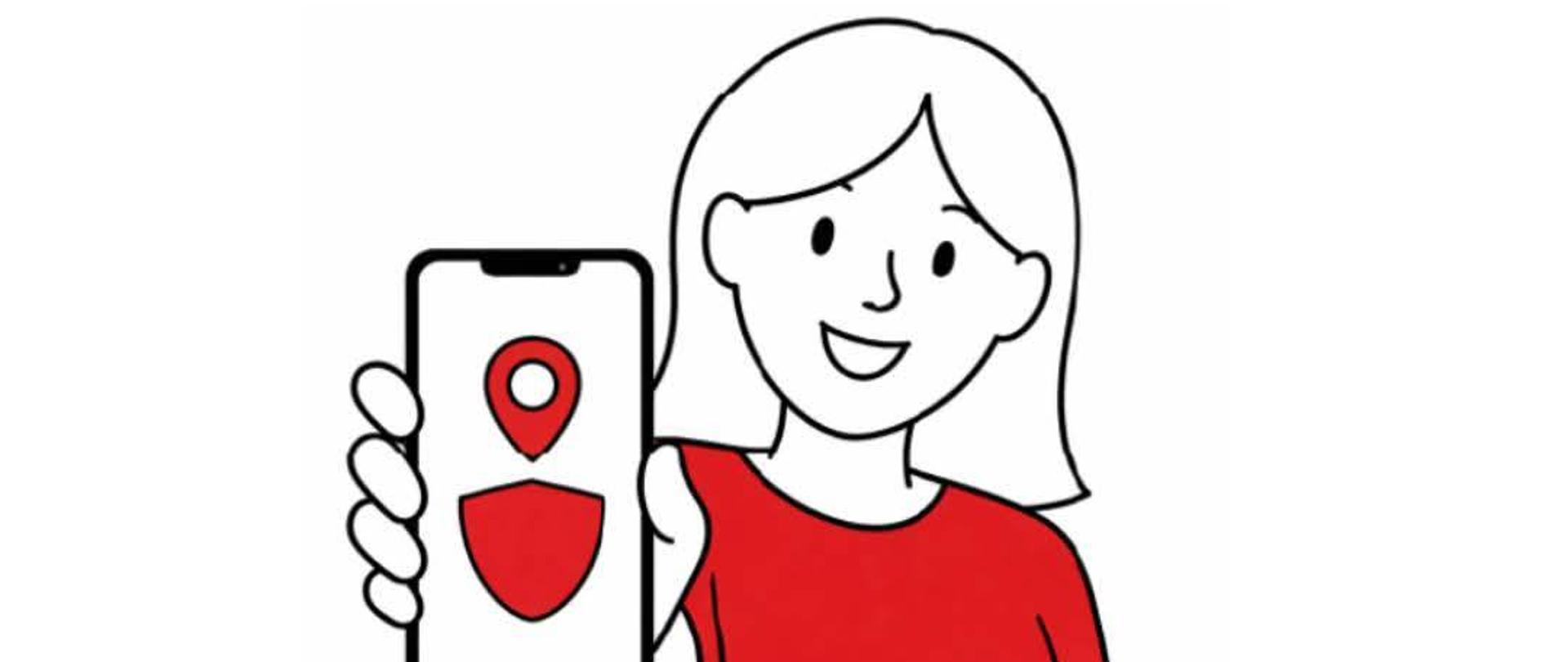 Zdjęcie przedstawia informacje o Nowej aplikacji "Gdzie się ukryć" - punkty schronienia.
Tło białe. 