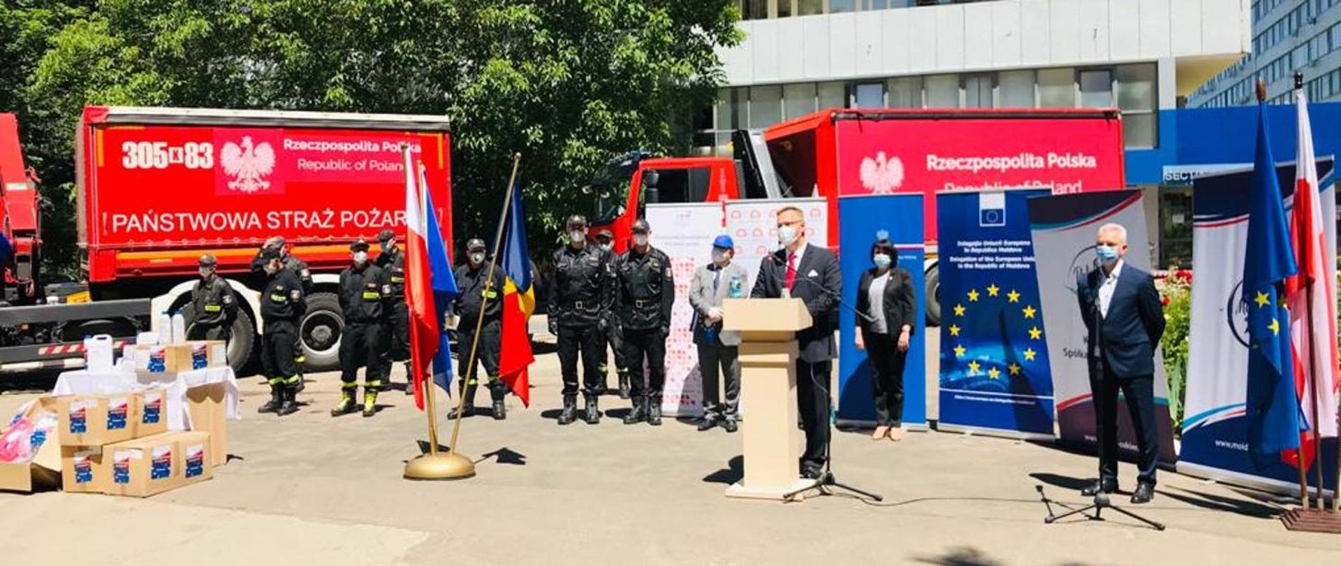 uroczystość przyjazdu konwoju humanitarnego dla Mołdawii