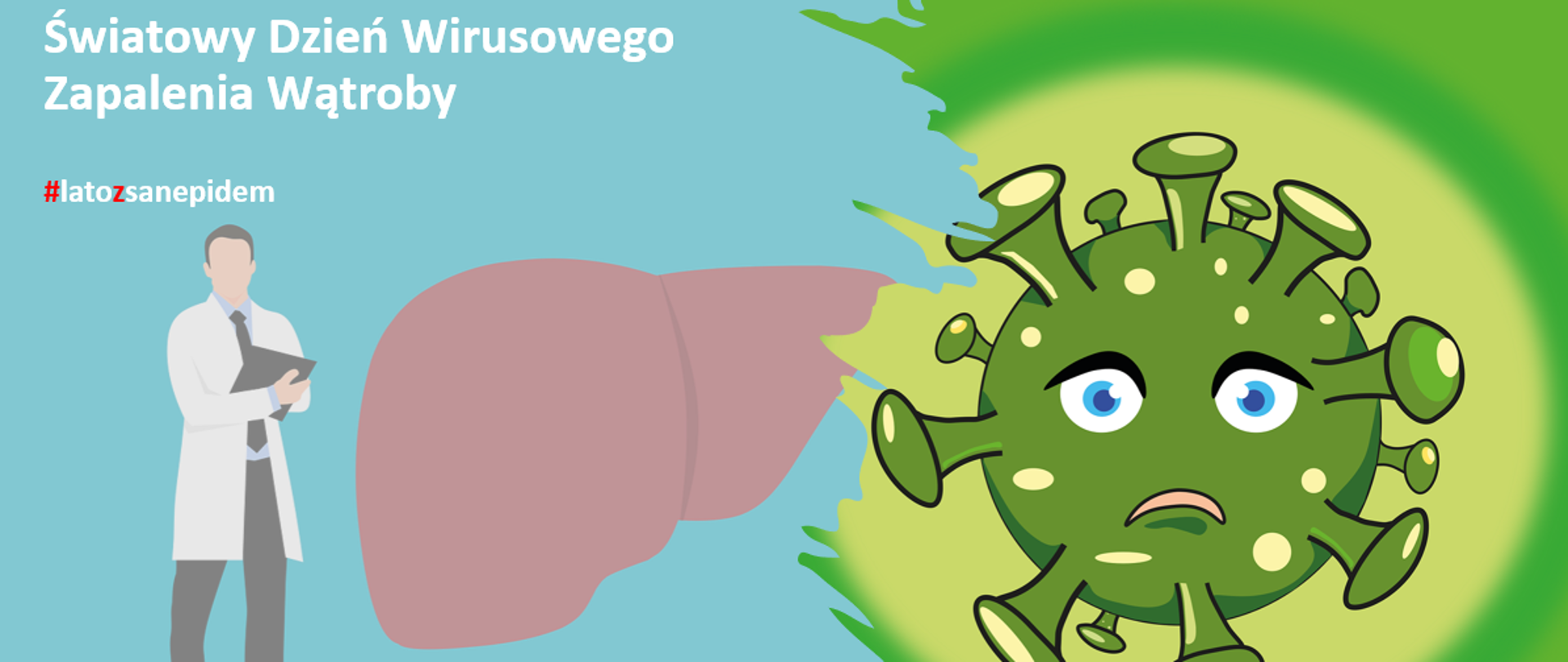 Grafika przedstawia wątrobę i wirusa