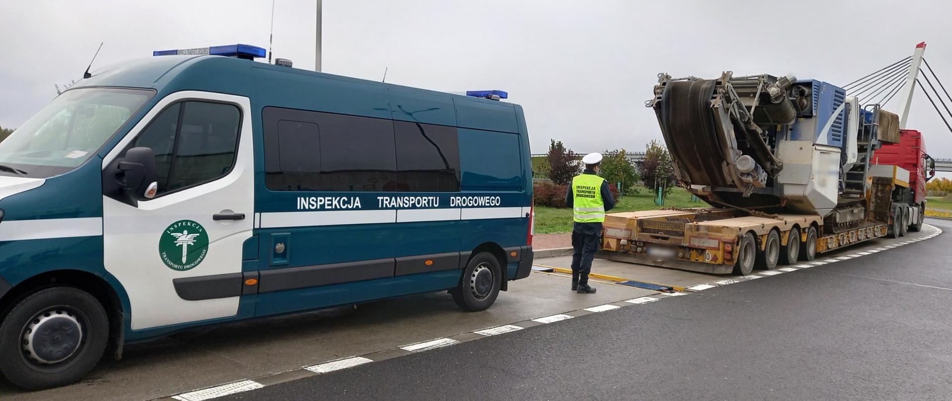 Przewożona kruszarka spowodowała przekroczenie wszystkich parametrów wagowych zestawu
