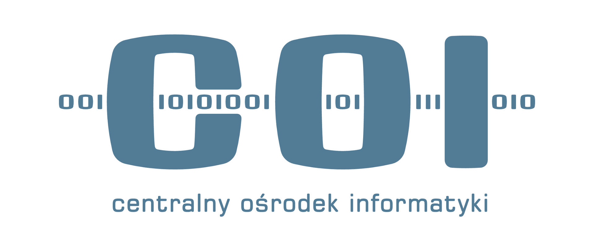 Niebieskie logo Centralnego Ośrodka Informatyki (COI) na białym tle.