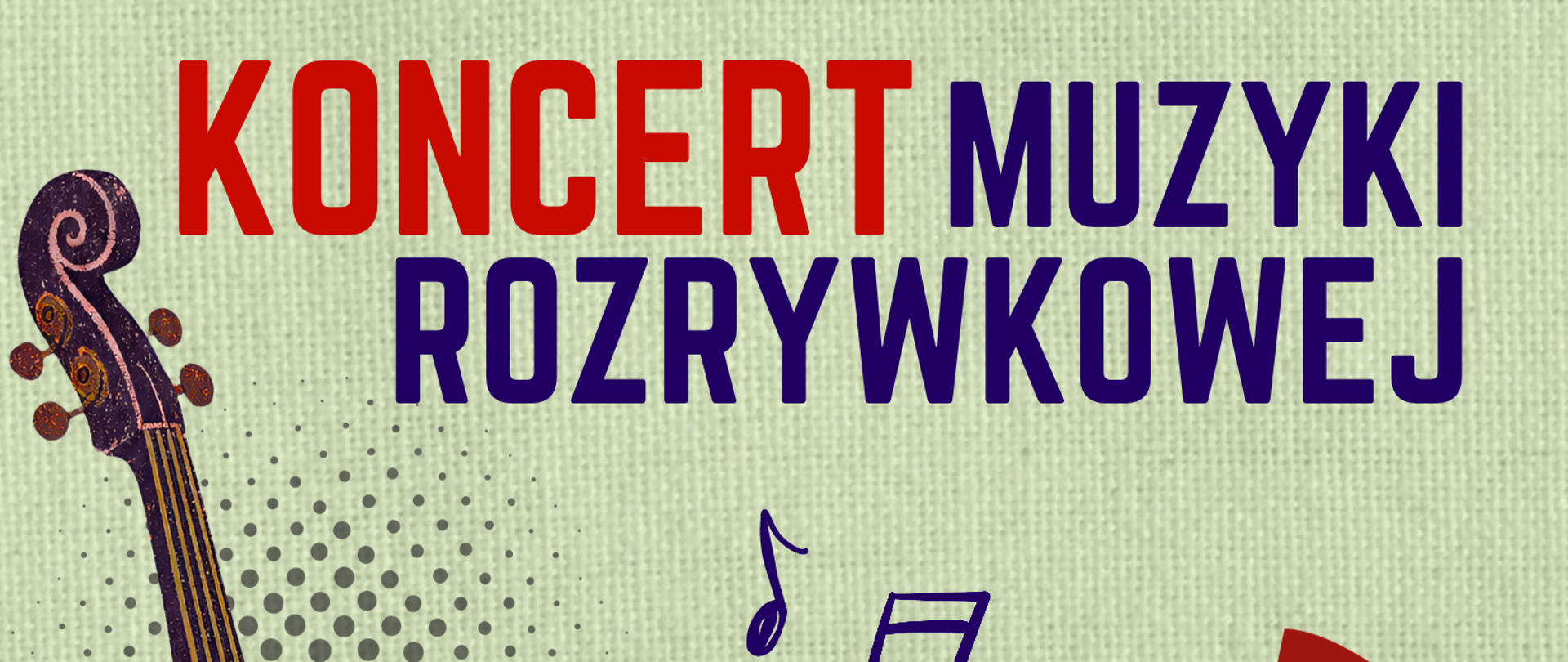Plakat zapraszający na koncert muzyki rozrywkowej z okazji Dnia Edukacji Narodowej, który odbędzie się 13 października 2026 r. o godz. 17.00 w sali kameralnej. Na zielonym, teksturowanym tle widoczne są kontrabas oraz kolorowe symbole muzyczne. Plakat zawiera również logo Zespołu Państwowych Szkół Muzycznych w Żorach.