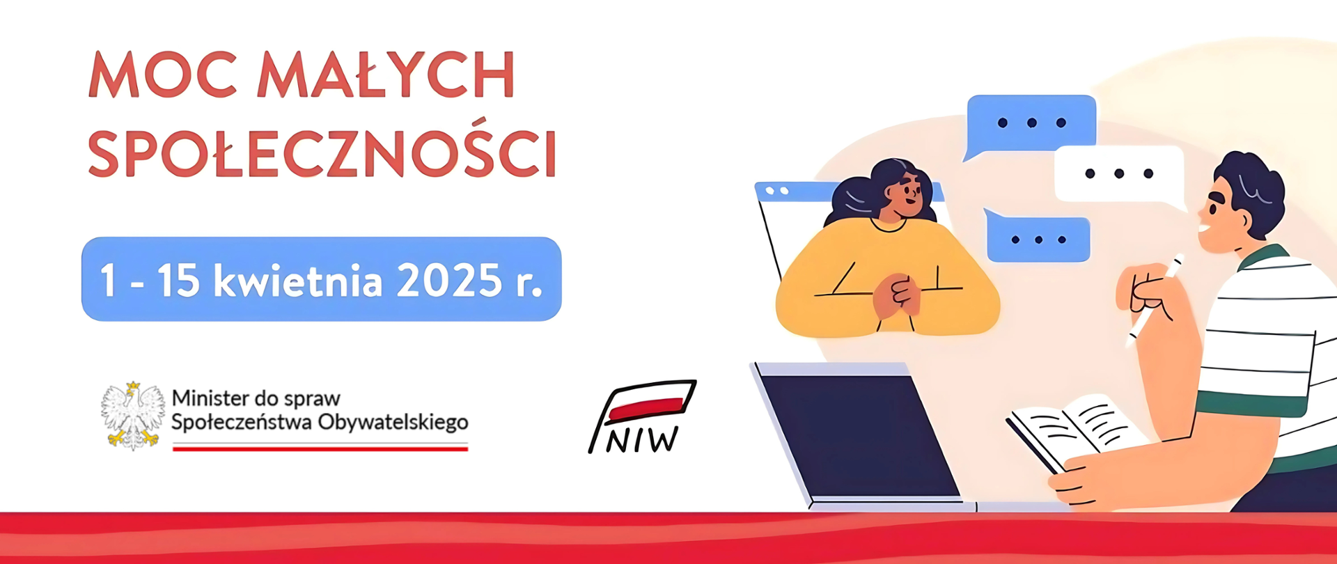 Grafika informująca o konsultacjach społecznych na temat programu "Moc Małych Społeczności".