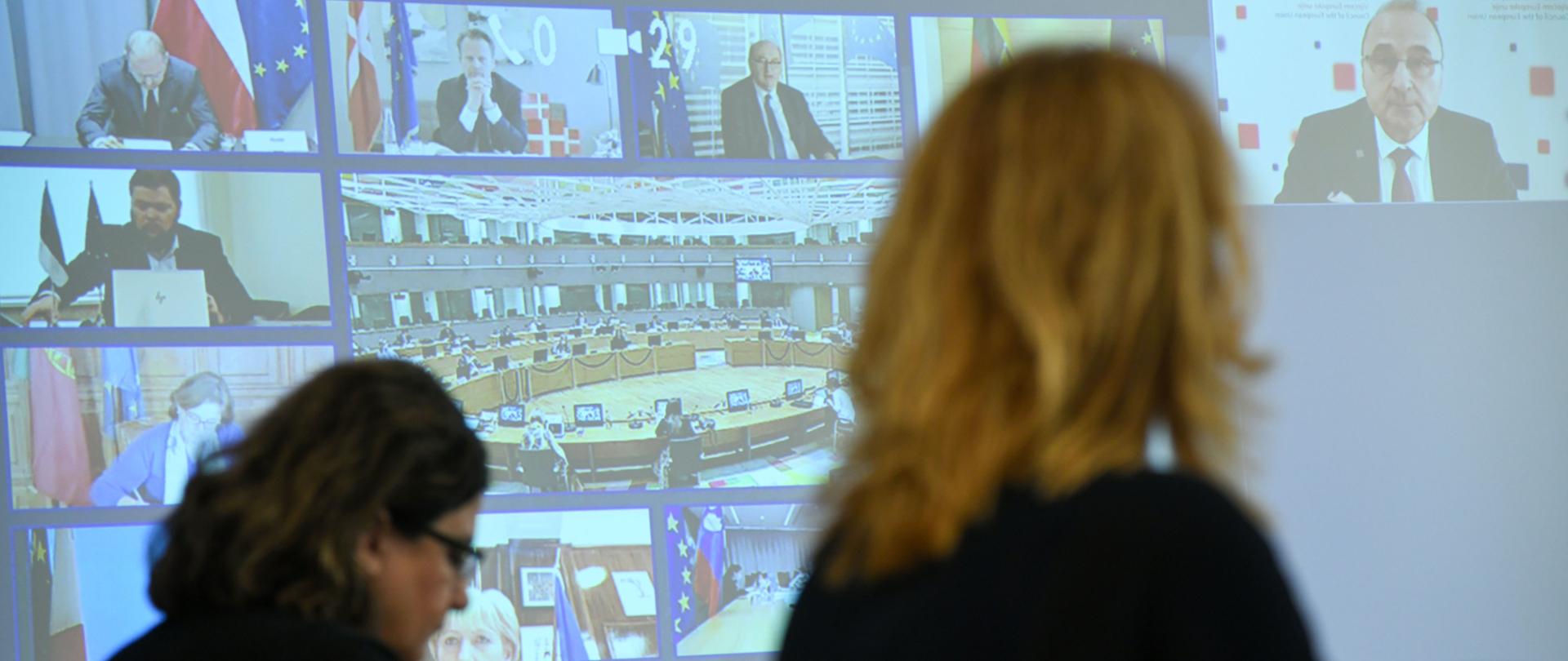 16.04.2020., Zagreb - U Nacionalnoj i sveucilisnoj knjiznici ministar vanjskih i europskih poslova Gordan Grlic Radman odrzao je videokonferenciju s ministrima vanjskih poslova drzava clanica Europske unije. Photo: Josip Regovic/PIXSELL/EU2020HR