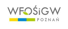 Grafika przedstawiająca logotyp Wojewódzkiego Funduszu Ochrony Środowiska i Gospodarki Wodnej na białym tle. Na dole napis POZNAŃ w kolorze.