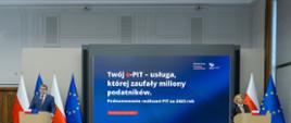 Konferencja prasowa dotycząca usługi Twój e‑PIT i podsumowania rozliczeń za 2025 rok.